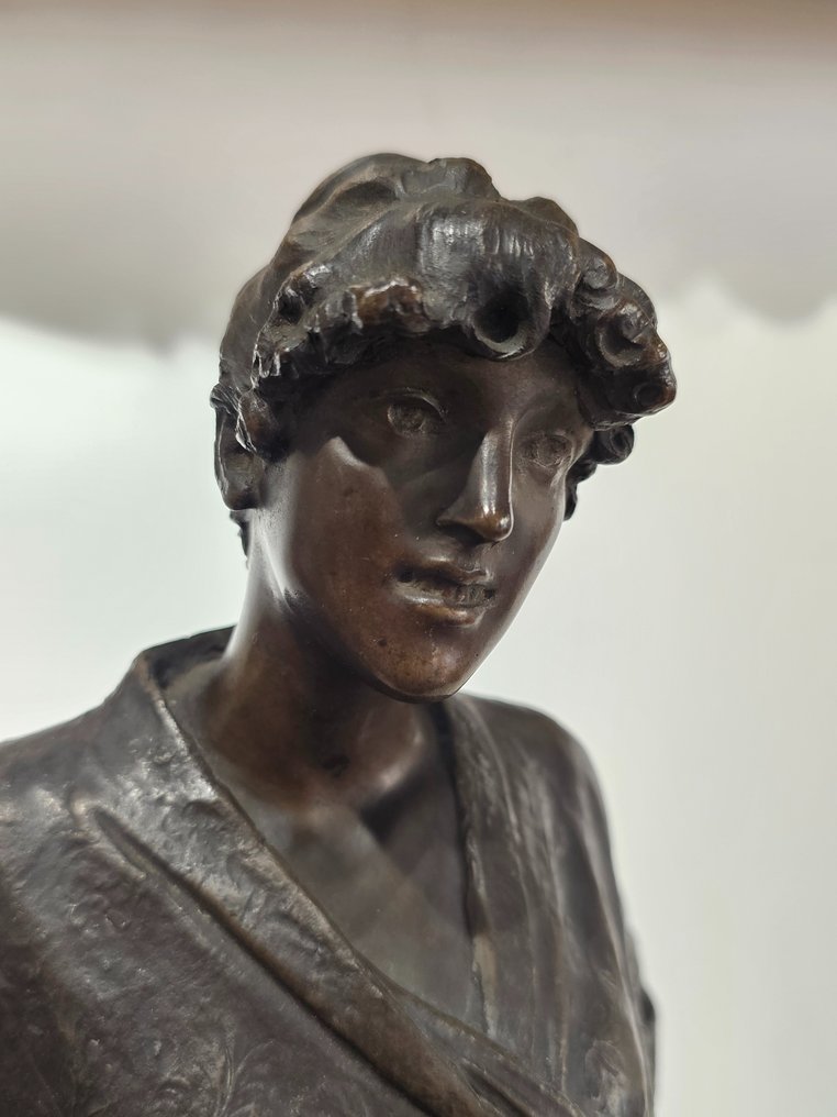 Giovanni Battista Amendola (1848 - 1887) - Skulptur, A moment's rest - 59 cm - Patineret bronze #3.1