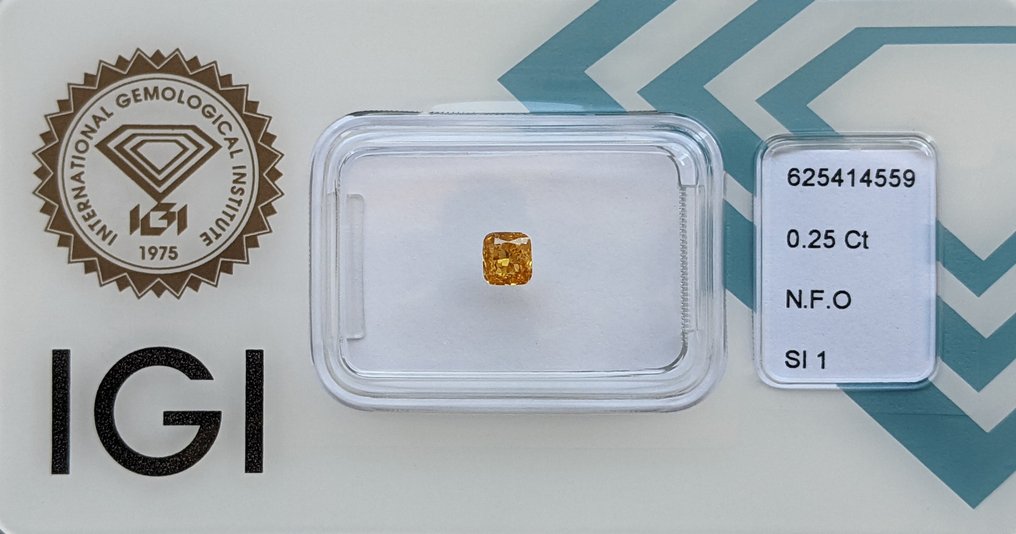 没有保留价 - 1 pcs 钻石  (天然色彩的)  - 0.25 ct - 枕形 - Fancy 橙色 - SI1 微内含一级 - 国际宝石研究院（IGI） #1.0
