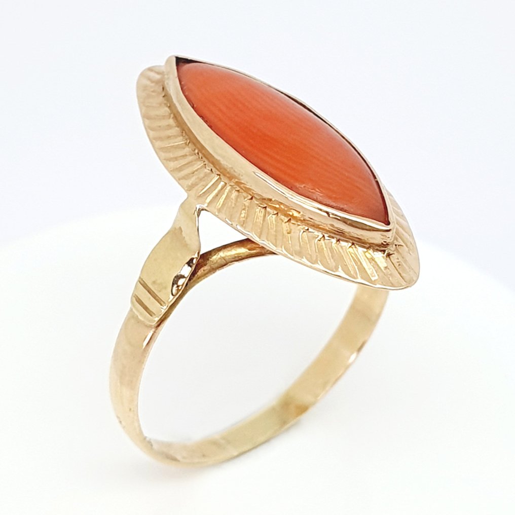 Δαχτυλίδι - 18 καράτια Κίτρινο χρυσό -  2.00ct. tw. Κοράλλι #1.0