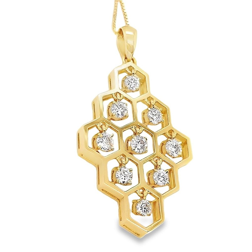 Halskette mit Anhänger - 18 kt Gelbgold -  1.02 tw. Diamant  (Natürlich) #1.2