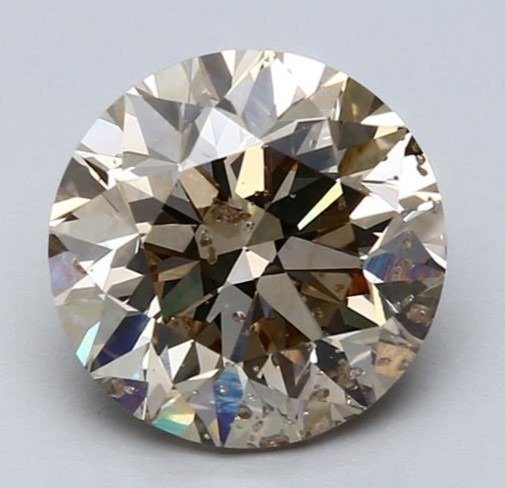 1 pcs Diamant  (Natuurlijk gekleurd)  - 4.43 ct - Rond - Fancy Bruin - SI2 - International Gemological Institute (IGI) #3.1