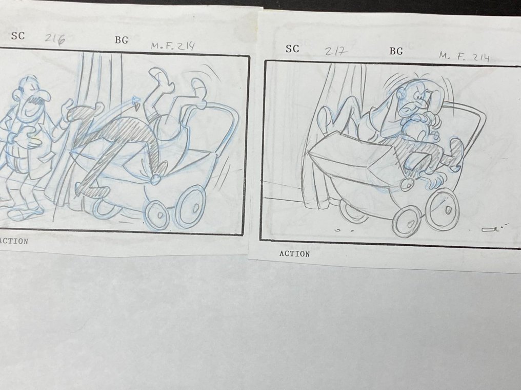 Mortadelo y Filemón (Clever & Smart) TV series - Francisco Ibañez - 1 Original animation drawings from storyboard page #3.1