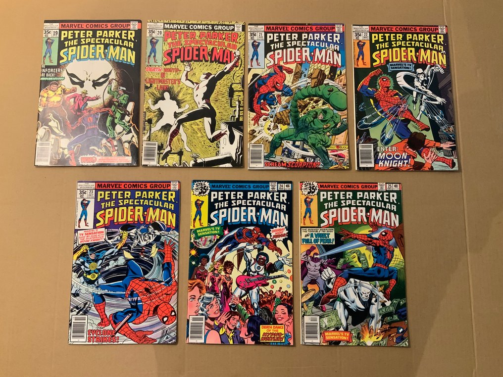 Spectacular Spider-Man (1976 Series) # 11-25 Very High Grade! - 1st Appearance of Hypno Hustler! Early Appearance Moon Knight! - 15 Comic - Első kiadás - 1977/1978 #3.1