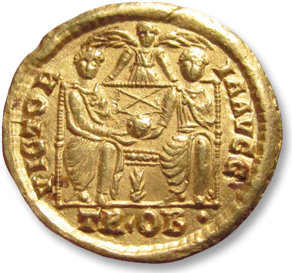 Römisches Reich. Valentinian I (364-375 n.u.Z.). Solidus Treveri (Trier) mint 373-375 A.D. - Ex Schulman 1968, auction 248, with old collector ticket #2.2