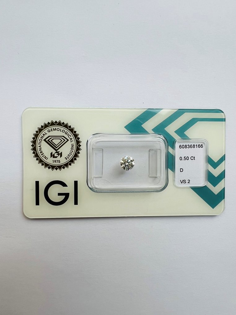 1 pcs Diamante  (Natural)  - 0.50 ct - D (incoloro) - VS2 - International Gemological Institute (IGI) - 3ex Ninguno Corte ideal #1.1