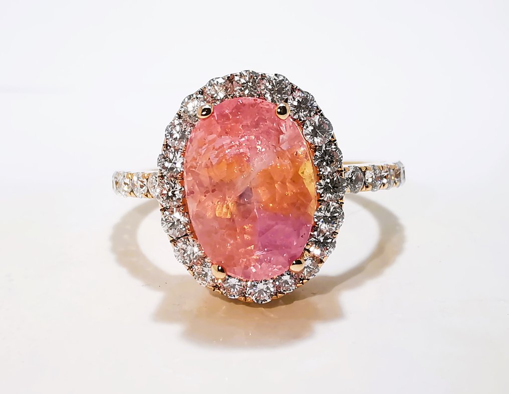 Δαχτυλίδι - 18 καράτια Ροζ χρυσό, PADPARADSCHA 4,98ct Ακατέργαστο Ζαφείρι #2.1