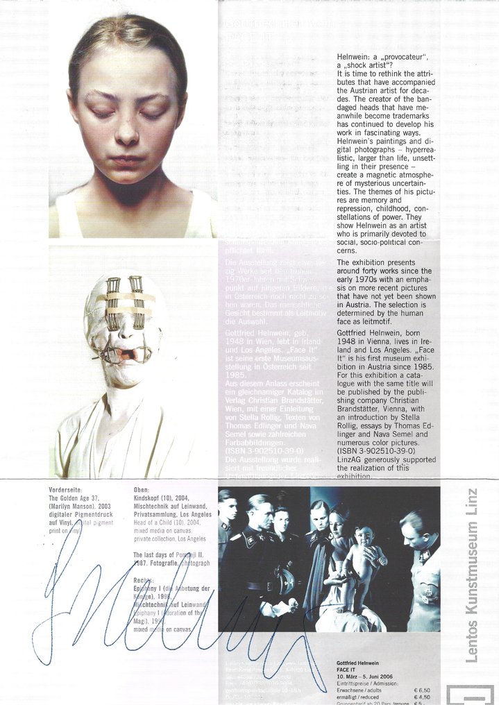 Signed; Gottfried Helnwein - HELNWEIN & Offset-Poster FACE IT - 1992 #1.2
