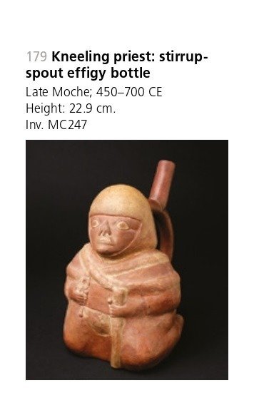 precolumbian. Moche Preot îngenuncheat Vas de ceramică Cu licență de import spaniolă. Publicat. #3.2