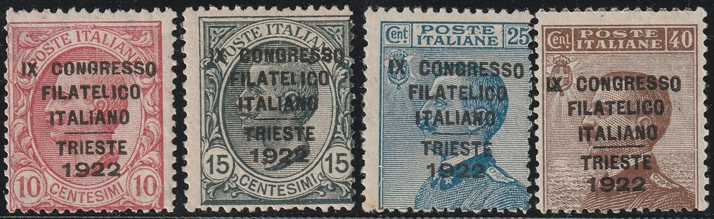 Kungariket Italien  - 1922 Congress Complete Series Sass S.22 MNH** Cert.G.Bolaffi+AD sällsynt och Spl #1.1