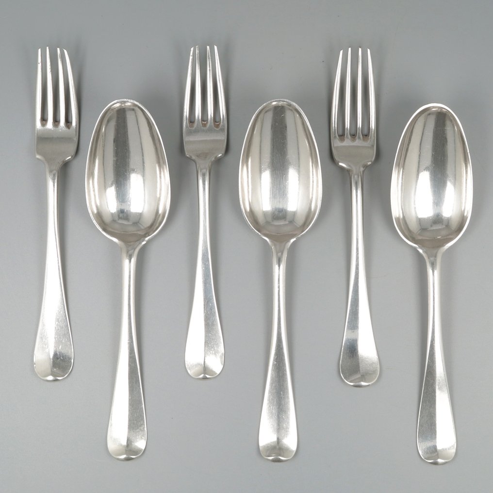 Francois de Pape, Gent 1729/30 *NO RESERVE* - Cutlery set (6) - .934 silver #1.1