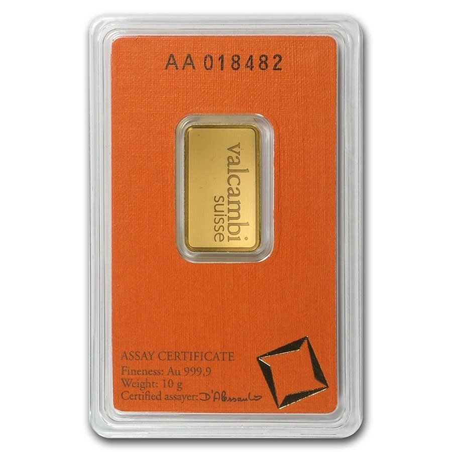 10 grams - Gold - Valcambi .9999 Gold Bar LBMA Certified - Sealed #1.0