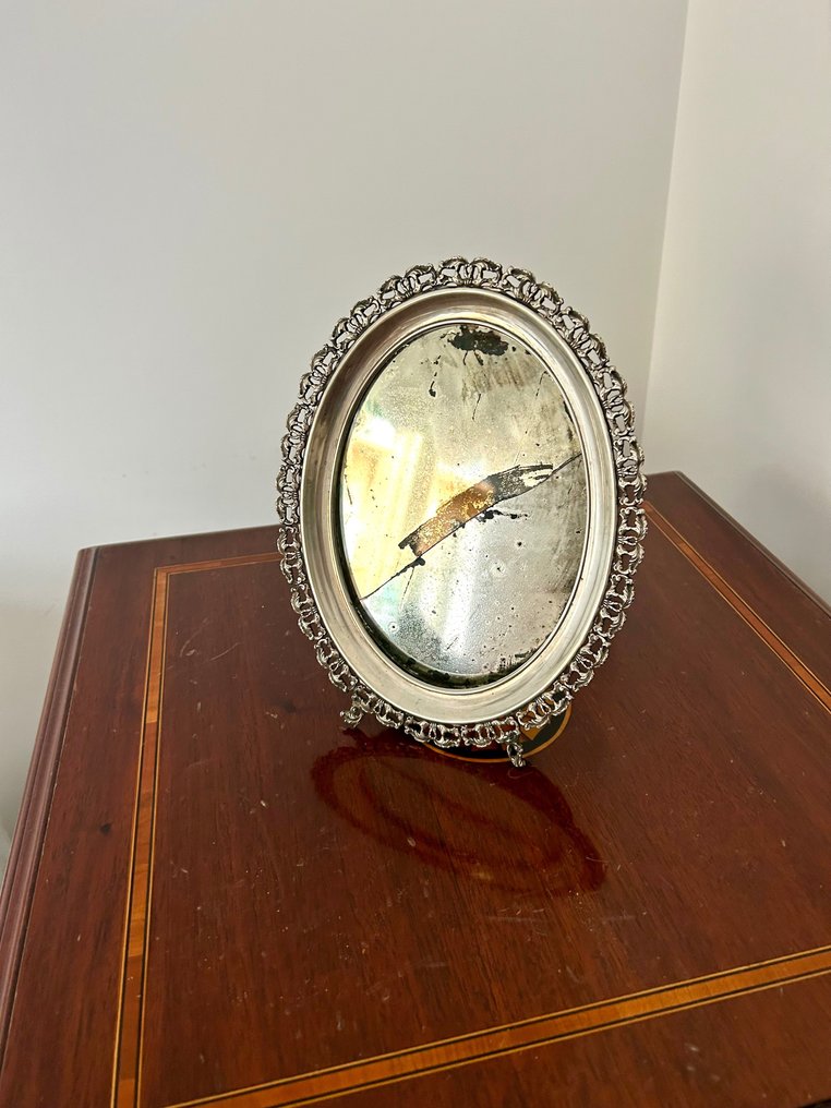 Speil- Antikt speil i bearbeidet sølv - .800 sølv #1.2