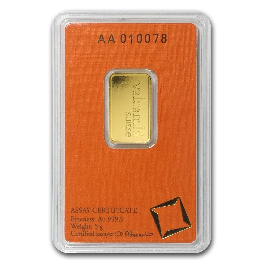 5 gramos - Oro - Valcambi Suisse LBMA 9999 Gold Bar Certified - Sellado y con certificado #1.0