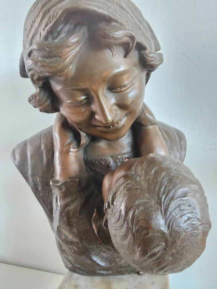 dal modello di Antonio Merente (XIX-XX) - Skulptur, Maternità - 41 cm - Bronze #1.2