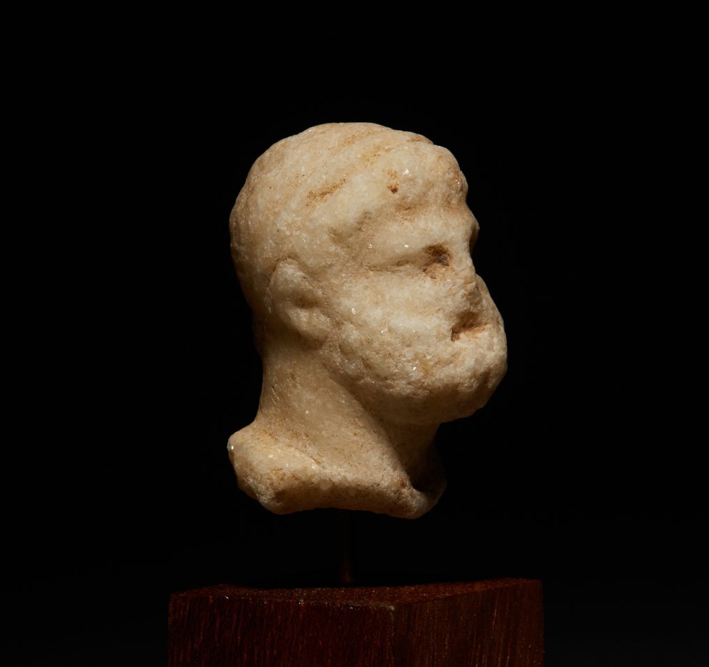 古希腊 大理石 英雄赫拉克勒斯的头像。高 9.5 厘米。公元前 2 世纪 - 公元 1 世纪。 #1.1