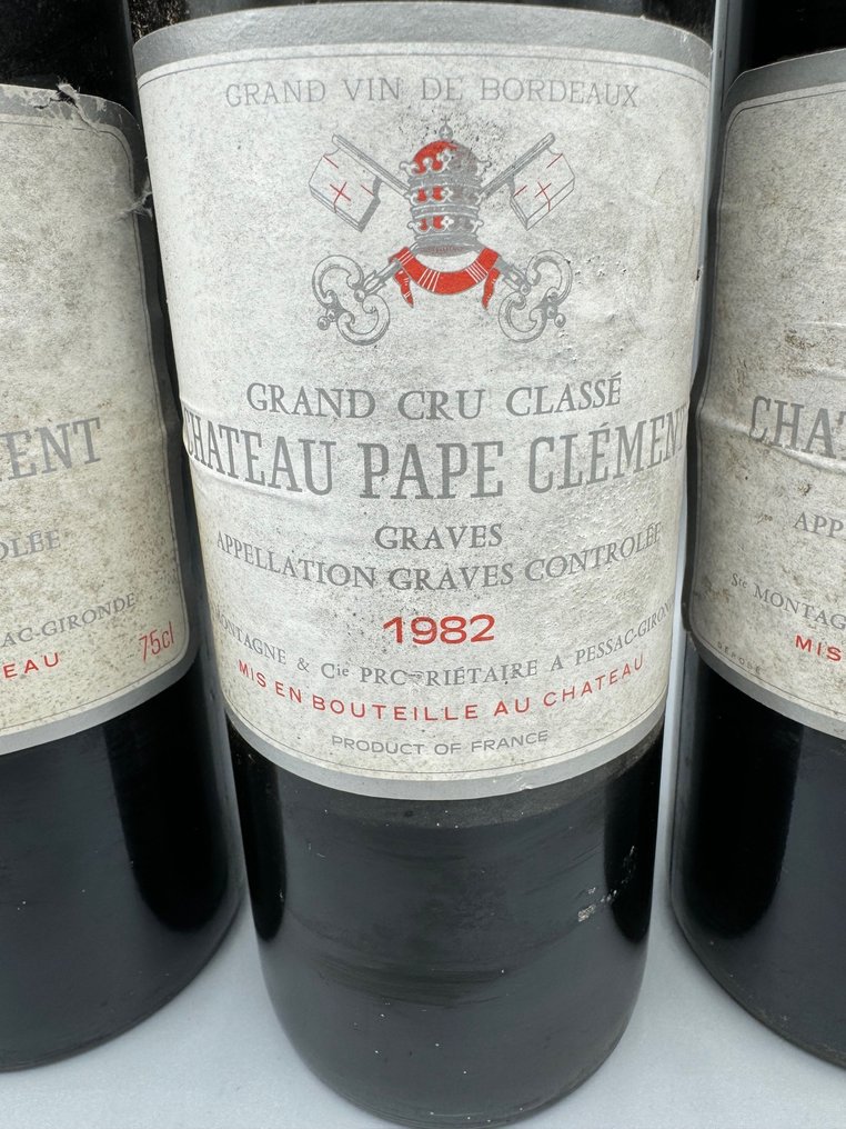 1982 Château Pape Clément - Graves Grand Cru Classé - 3 Flasker (0,75 L) #1.2
