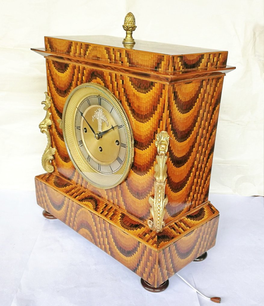 台钟 -  古董 非常精致的木工镶嵌！！！ - 1800-1850 #1.3