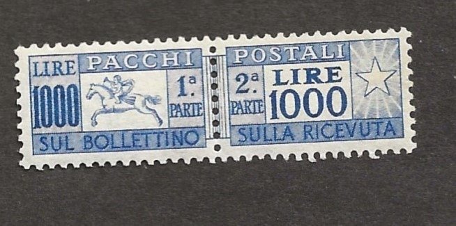 Itália 1954 - 1.000 liras "cavallino" excelentemente centrado, certificado E.Diena. - Sassone n 81. #1.1