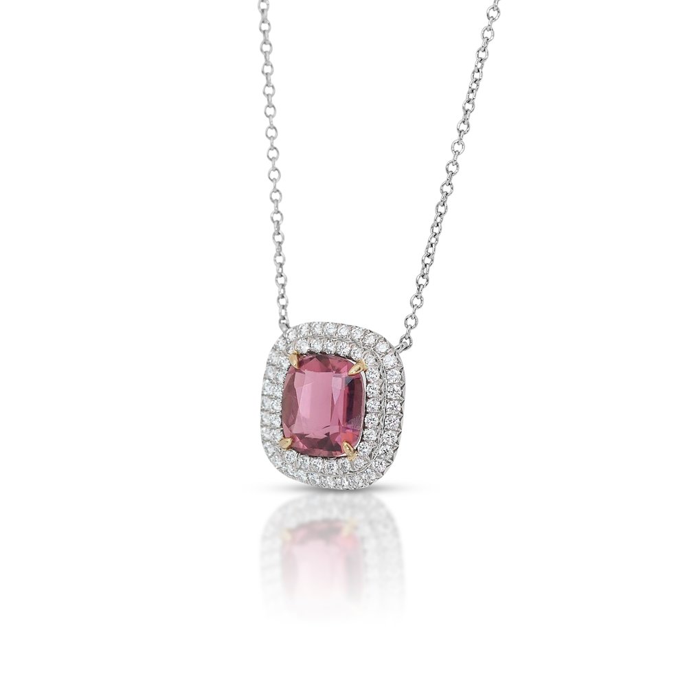 Necklace with pendant - 18 kt. White gold, Yellow gold -  2.70ct. tw. Tourmaline - Diamond #2.1