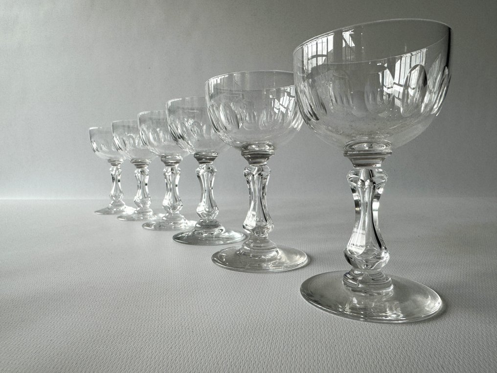 Lot van 9 antieke kristallen Val Saint Lambert glazen, model 'Olivier'. België, eind - Drinking service - Crystal #3.2