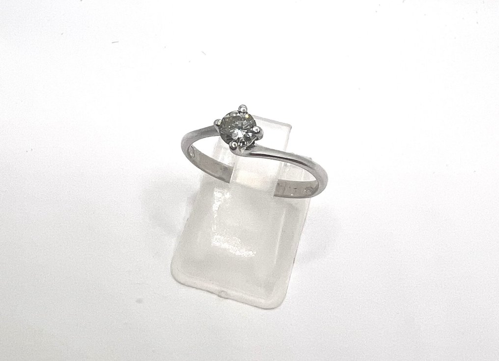 戒指 - 18K包金 白金 -  0.35ct. tw. 钻石  (天然) #2.1