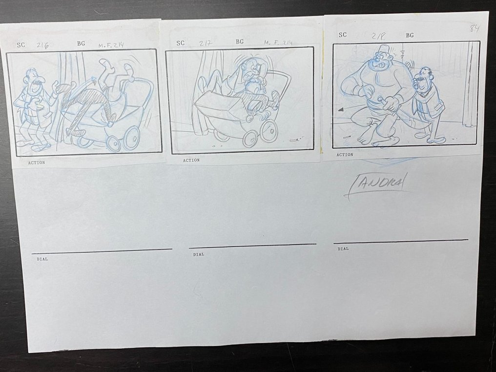 Mortadelo y Filemón (Clever & Smart) TV series - Francisco Ibañez - 1 Original animation drawings from storyboard page #1.1