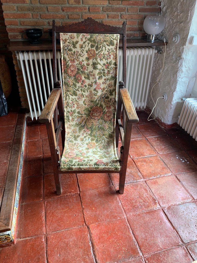 扶手椅子 - 缎子 - 古董躺椅 #1.1
