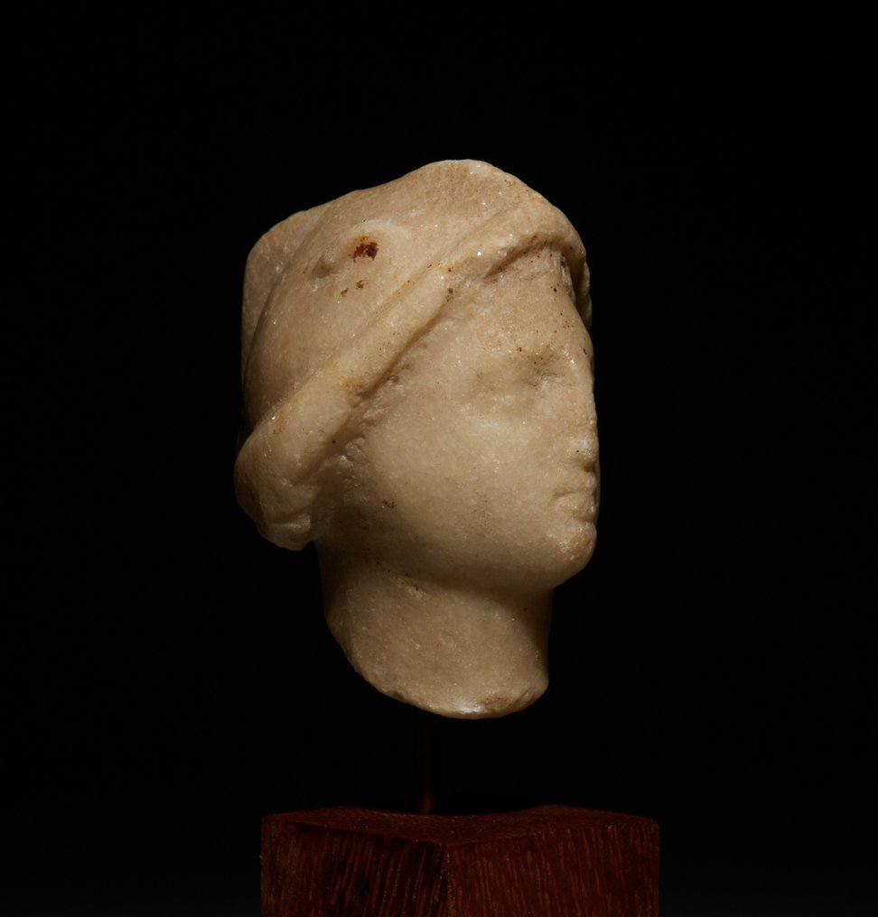 Ancient Roman Marble  Head of Hermes - Mercury. 11,5 cm H. 1st - 2nd century AD. #2.1