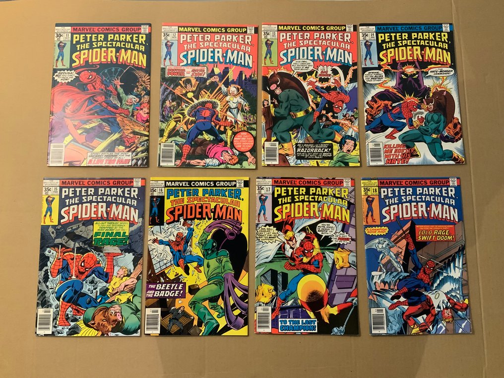 Spectacular Spider-Man (1976 Series) # 11-25 Very High Grade! - 1st Appearance of Hypno Hustler! Early Appearance Moon Knight! - 15 Comic - Prima ediție - 1977/1978 #2.1
