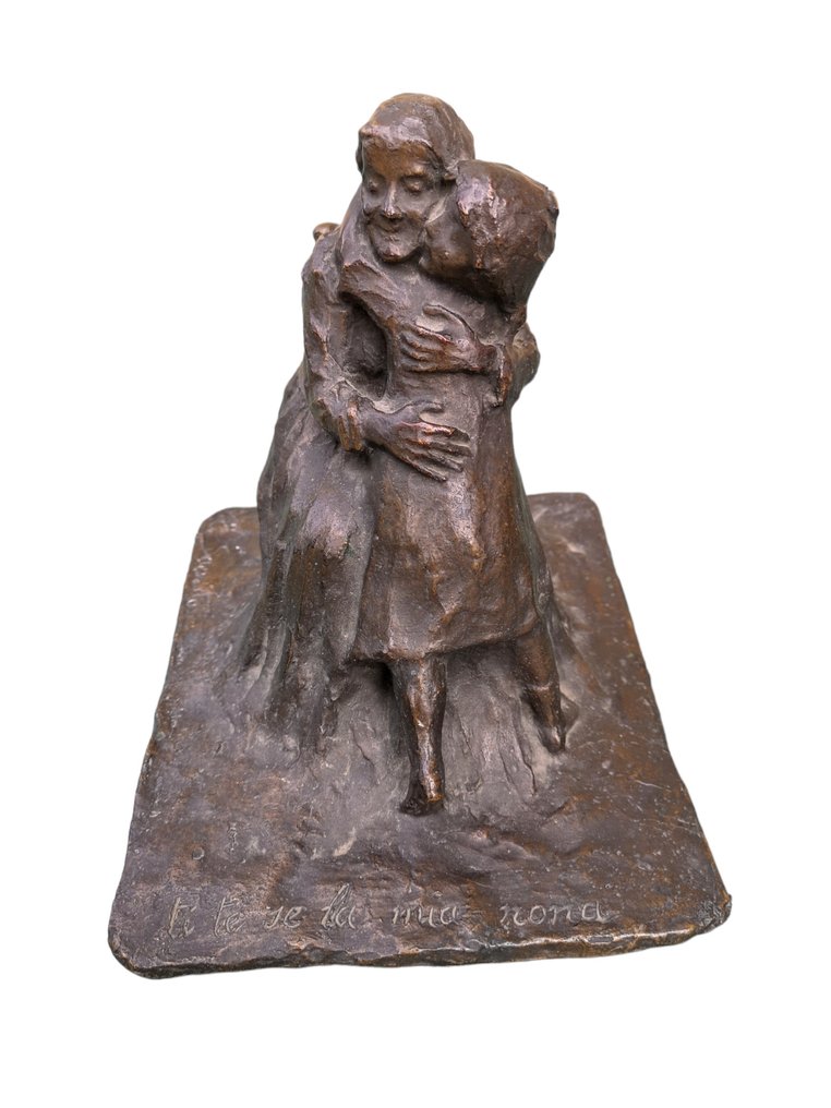 Ettore Sannino (1897-1975) - Sculpture, Ti te se la mia nona - 20 cm - Patinated bronze #2.1