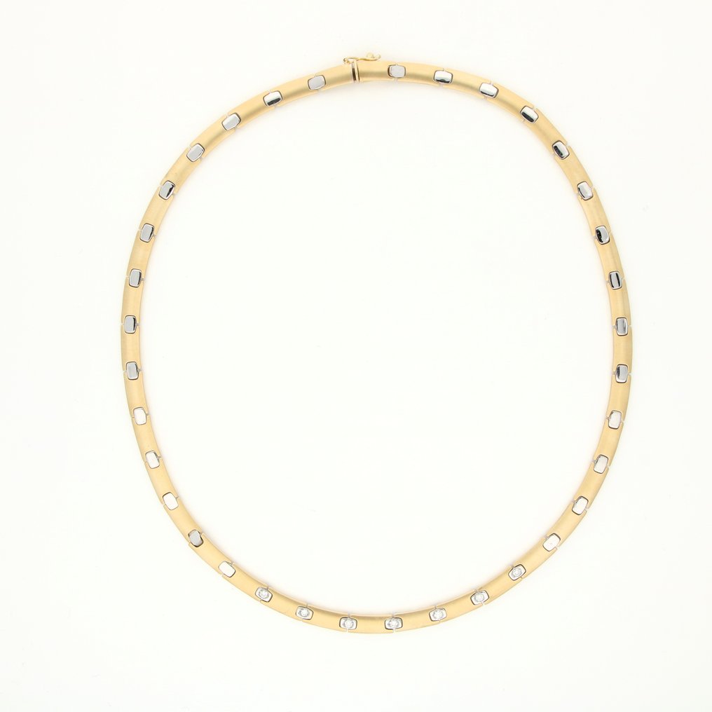 Halskette Zweifarbig 14K -  0.21ct. tw. Diamant  (Natürlich) #2.1