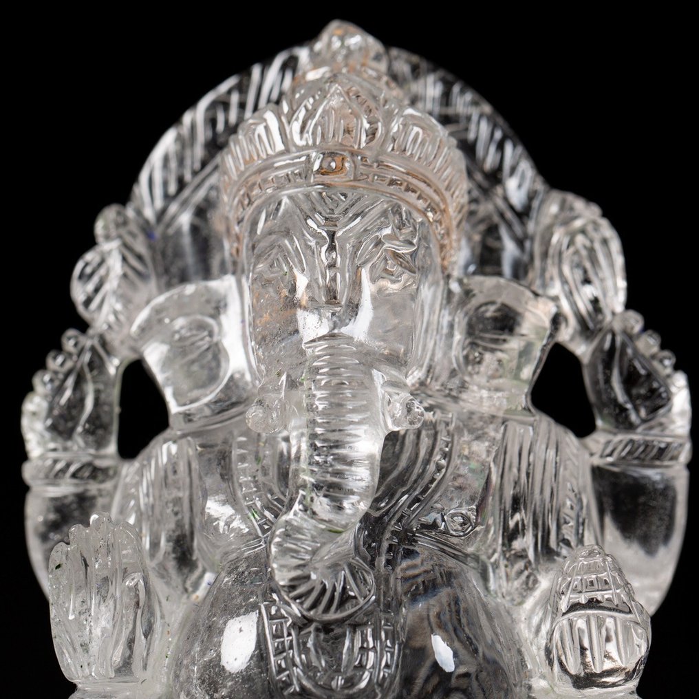Lord Ganesh - 喜馬拉雅石英 超透明石英 - 雕刻精細細節 - 高度: 110 mm - 闊度: 71 mm- 475 g #1.2