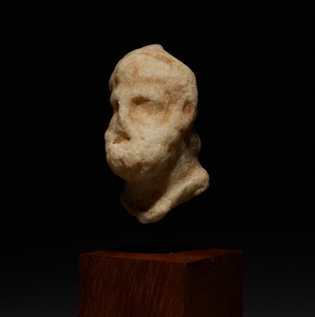 Antico Greco Marmo Testa dell'eroe Eracle. 9,5 cm H. II secolo a.C. - I secolo d.C. #2.1