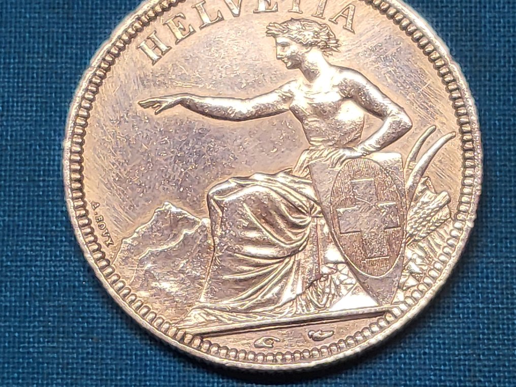 Ελβετία. 5 Franken 1851 A Paris. #2.2