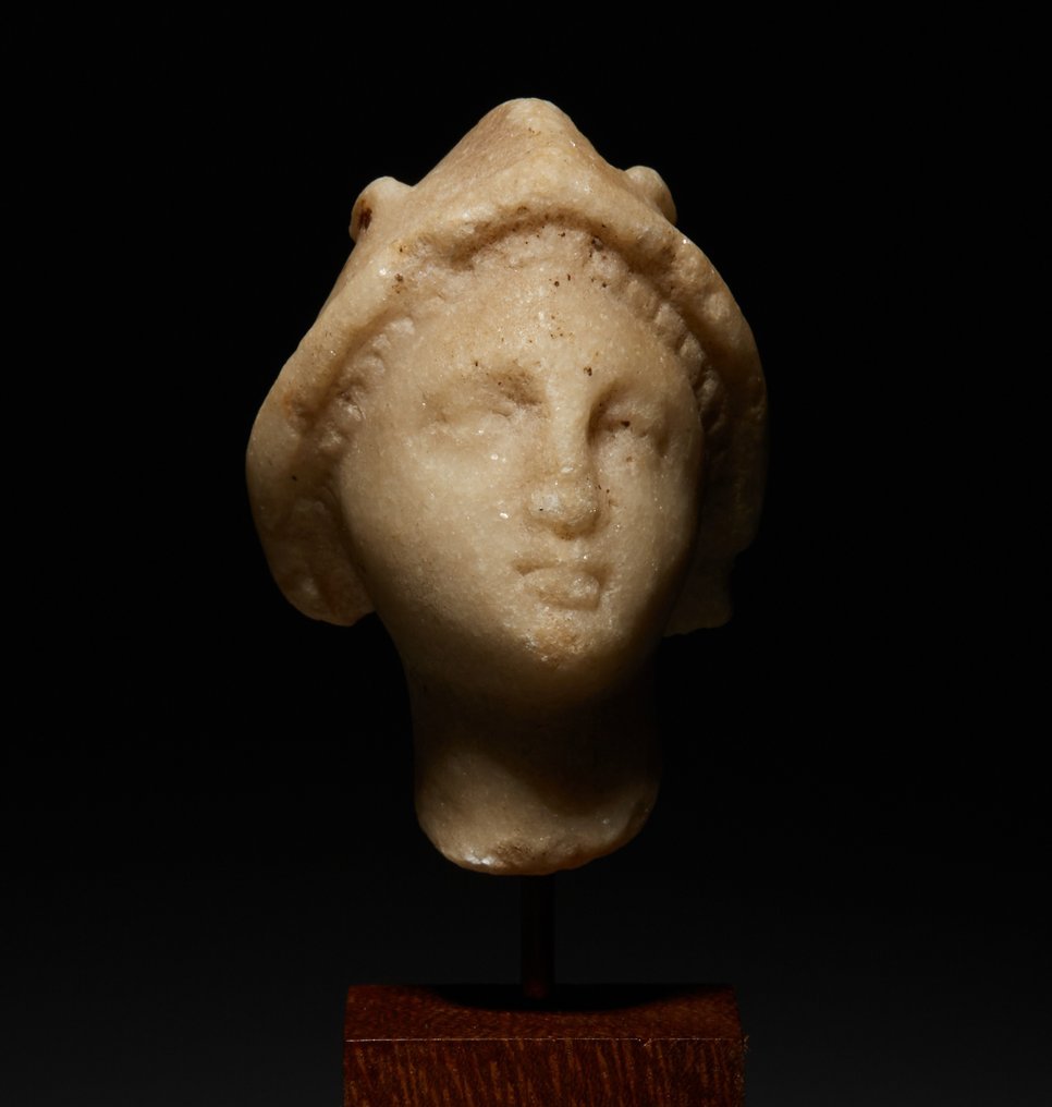 Ancient Roman Marble  Head of Hermes - Mercury. 11,5 cm H. 1st - 2nd century AD. #1.1