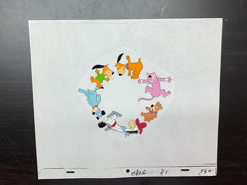 Yogi Bear (TV animated series) - 1 瑜伽熊、Snagglepuss、狗爸爸和儿子、哈克贝利猎犬的原创动画赛璐珞片和素描 #2.1