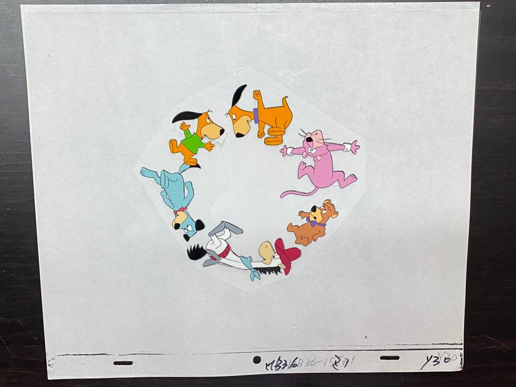 Yogi Bear (TV animated series) - 1 Original animationscel och teckning av Yogi Bear, Snagglepuss, Doggie Daddy & son, Huckleberry Hound #2.2
