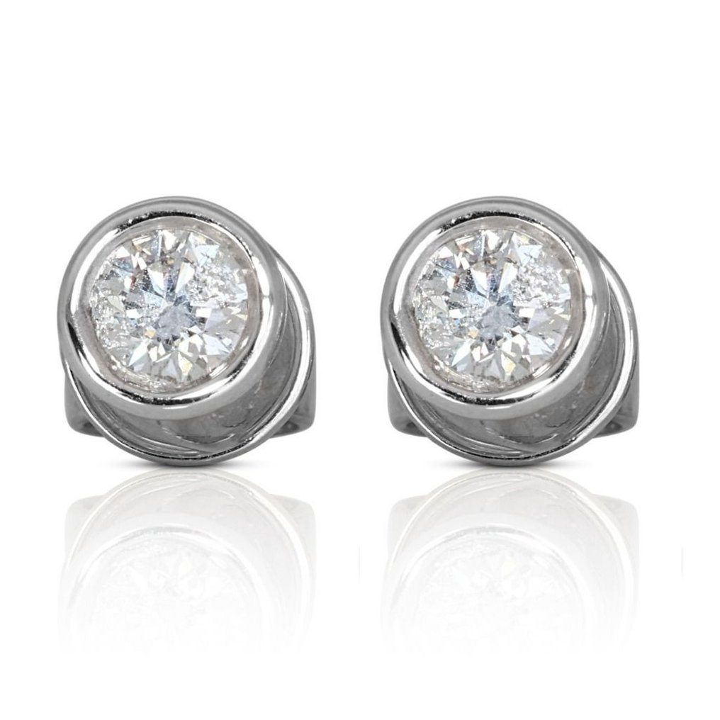 Boucles d'oreilles - 14 carats Or blanc -  0.48ct. tw. Diamant  (Naturelle) #1.1