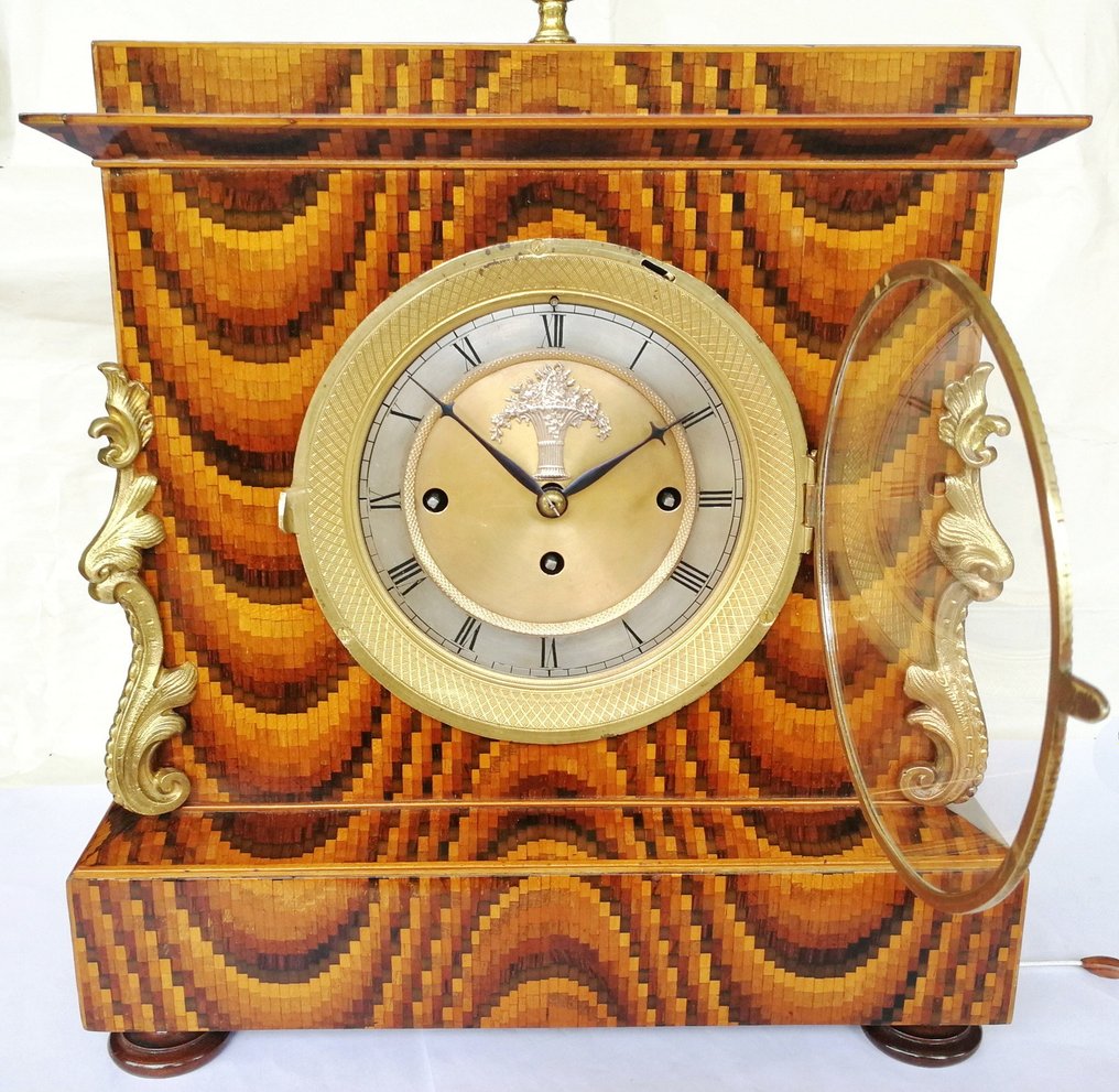 座鐘 -  古董 非常精美的木工鑲嵌！ - 1800-1850 #2.1