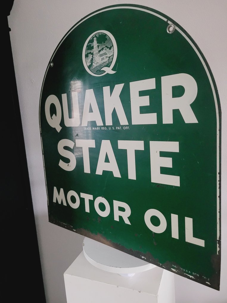 Dubbelzijdig Quaker State Motor Oil, Reclamebord, 1976 - 广告标牌 - 金属 #2.1