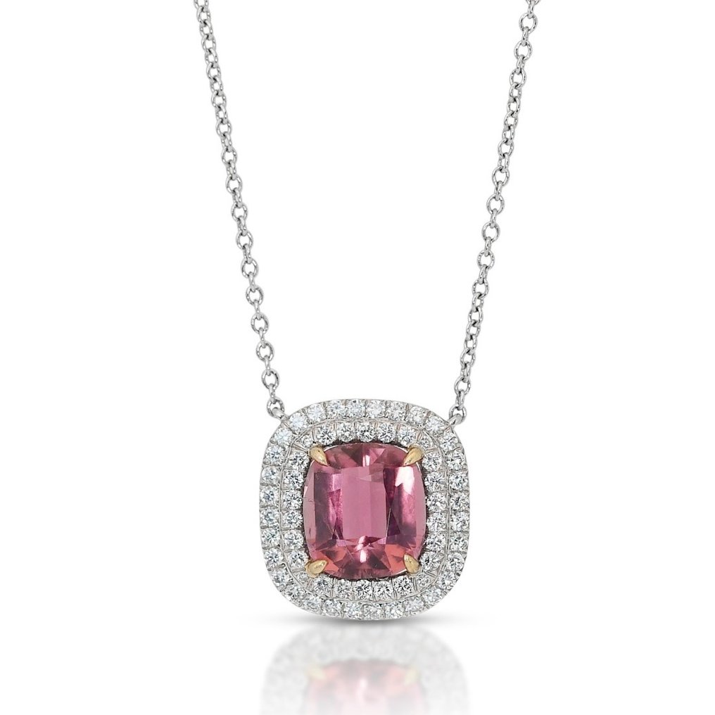Necklace with pendant - 18 kt. White gold, Yellow gold -  2.70ct. tw. Tourmaline - Diamond #1.1