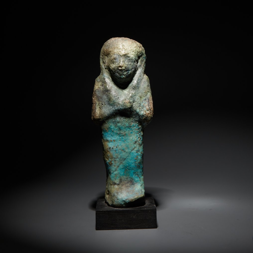 Muinainen Egypti Fajanssi Ushabti. 15,6 cm Korkeus. Kolmas välitaso, 22. dynastia, 945 - 715 jKr. #1.1