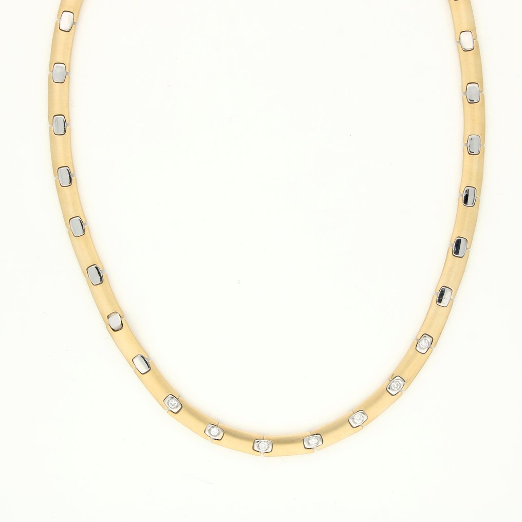 Halskette Zweifarbig 14K -  0.21ct. tw. Diamant  (Natürlich) #1.1