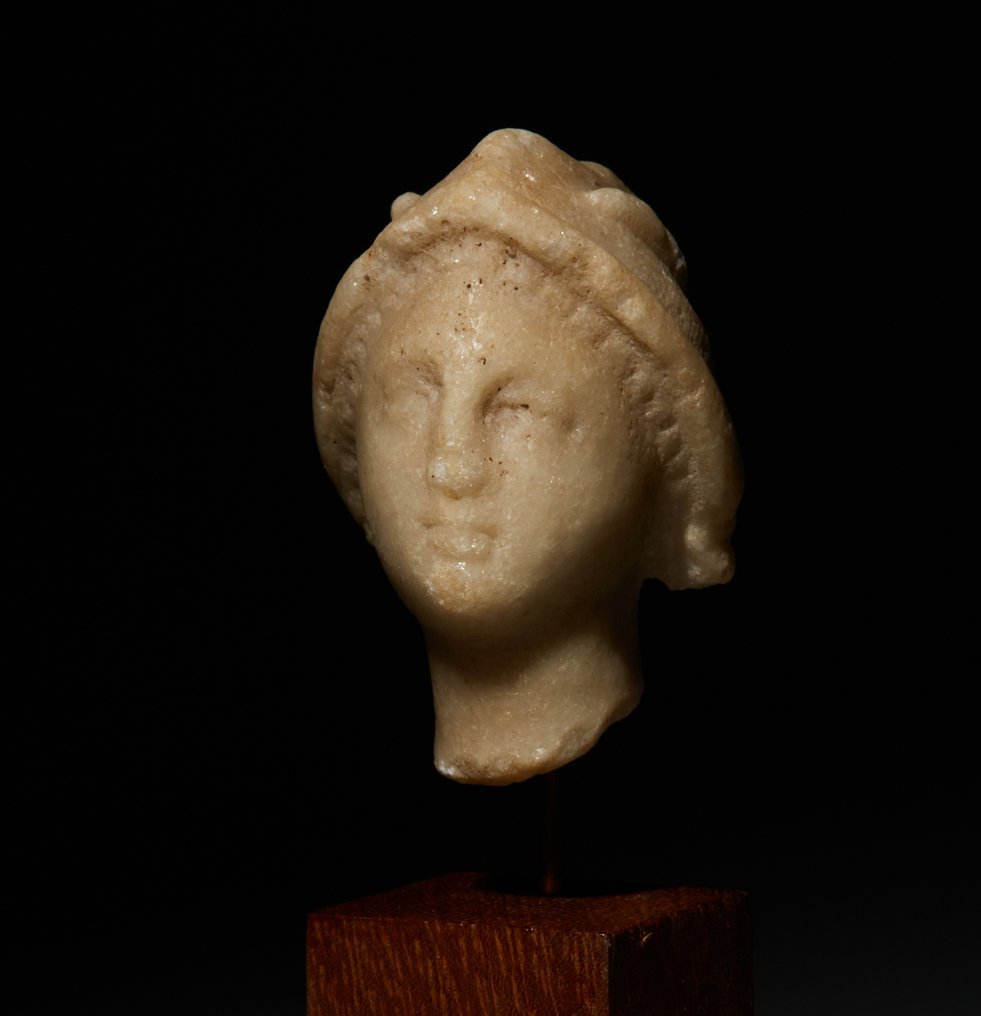 Antigua Roma Mármol Cabeza de Hermes - Mercurio. 11,5 cm H. Siglo I - II d.C. #1.2