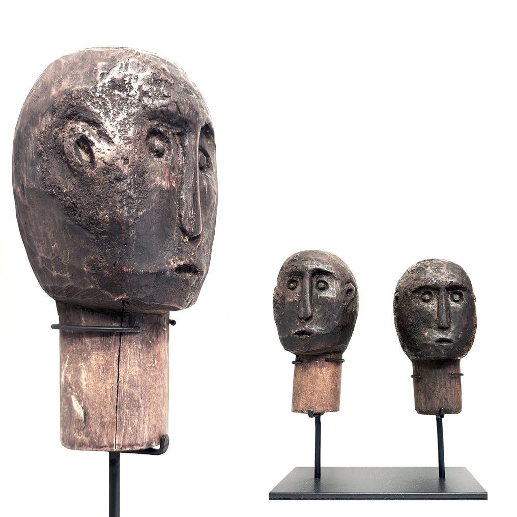Funeral Wooden Heads - Si Gale Gale - Batak - Indonesia  (No Reserve Price) #1.1