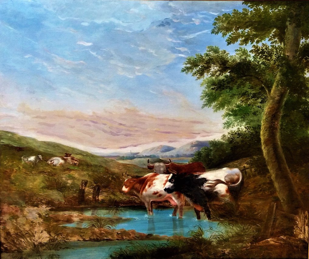 European school (XX) - Cows by a pond #1.1