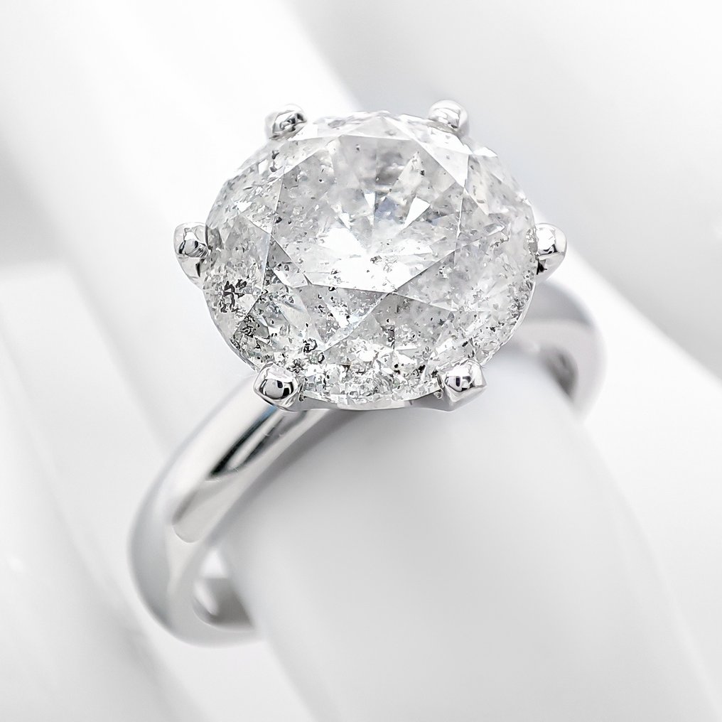 Anello 14 carati Oro bianco 5.06ct. tw. Diamante Naturale Catawiki