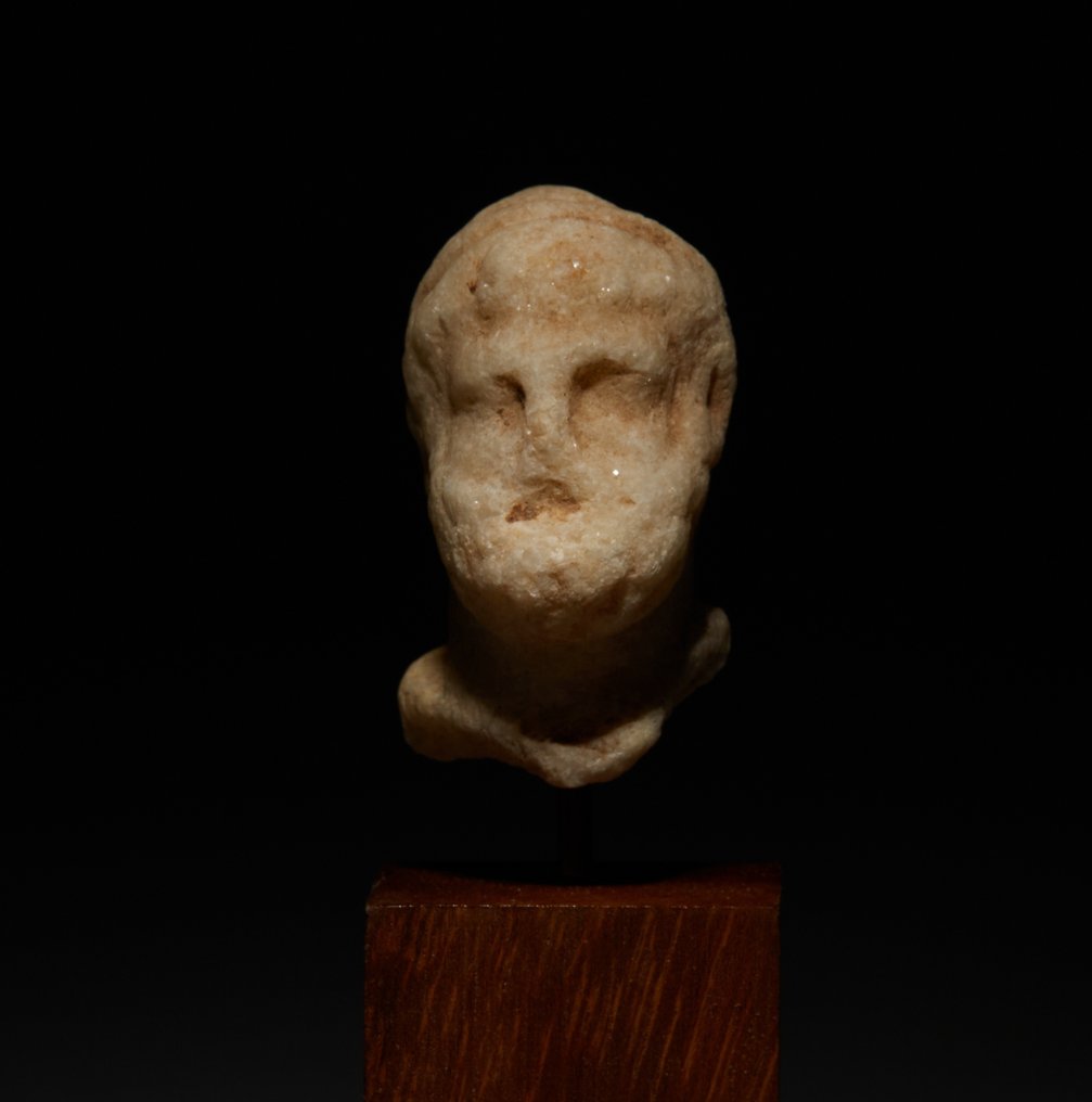 Antikens Grekland Marmor Chef för hjälten Herakles. 9,5 cm H. 2:a århundradet f.Kr. - 1:a århundradet e.Kr. #1.2