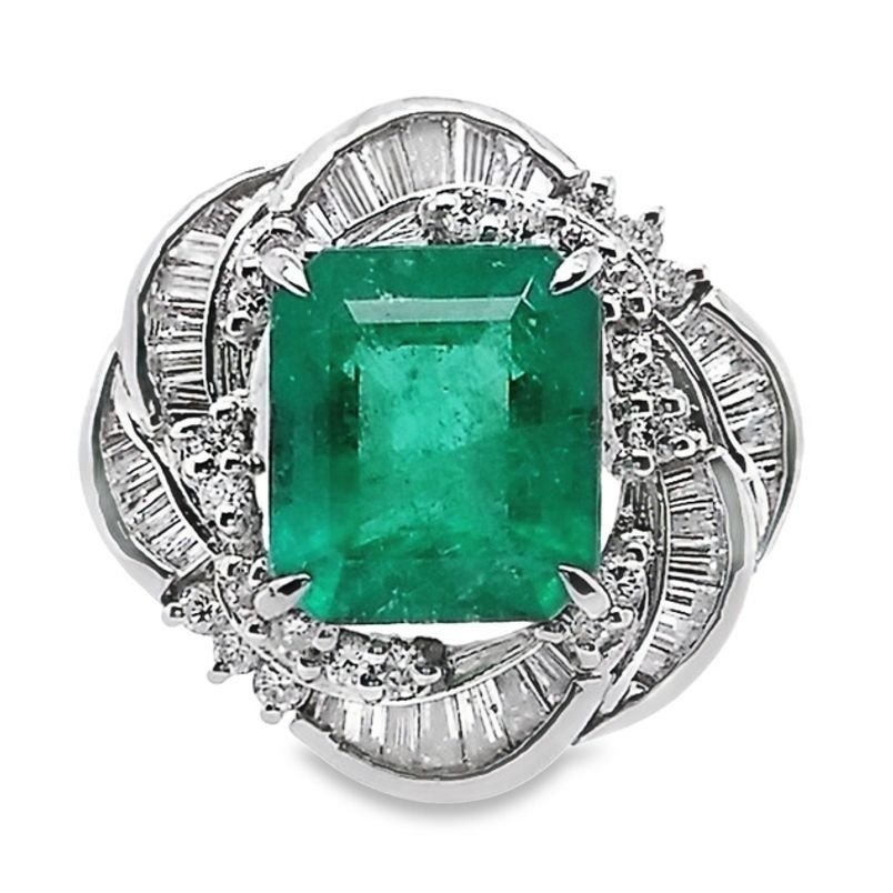 Ring Platin -  3.03ct. tw. Smaragd - Diamant #1.2