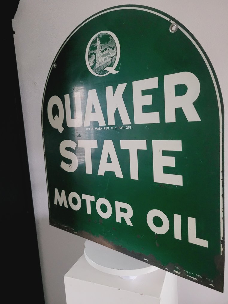 Dubbelzijdig Quaker State Motor Oil, Reclamebord, 1976 - Semn publicitar - Metal #1.1